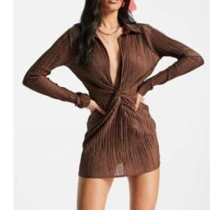 Chic Brown Long-Sleeve Dress